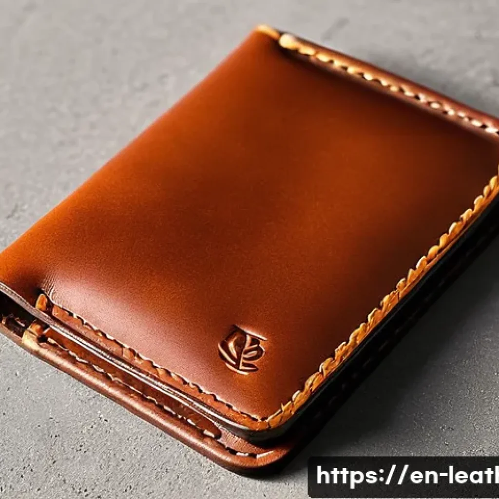 가죽공예 디자인 아이디어 - **Prompt:** A close-up, high-definition photograph of a minimalist leather cardholder. The cardholde...