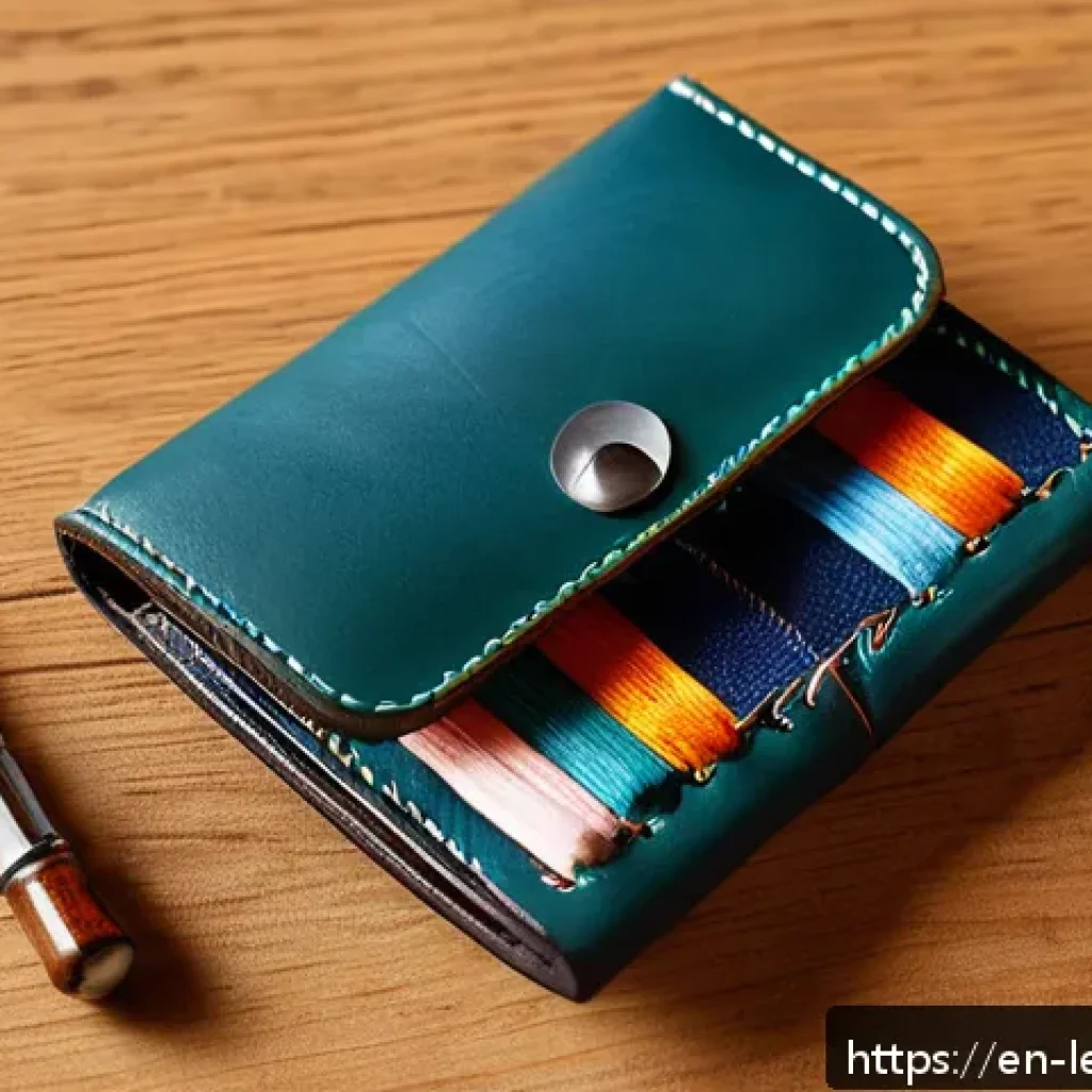 가죽공예 지갑 제작법 - 6 mm). The wallet is made from vegetable-tanned leather with neat, evenly spaced holes punched by a ...