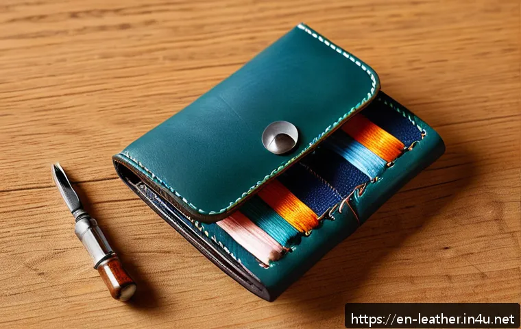 가죽공예 지갑 제작법 - 6 mm). The wallet is made from vegetable-tanned leather with neat, evenly spaced holes punched by a ...